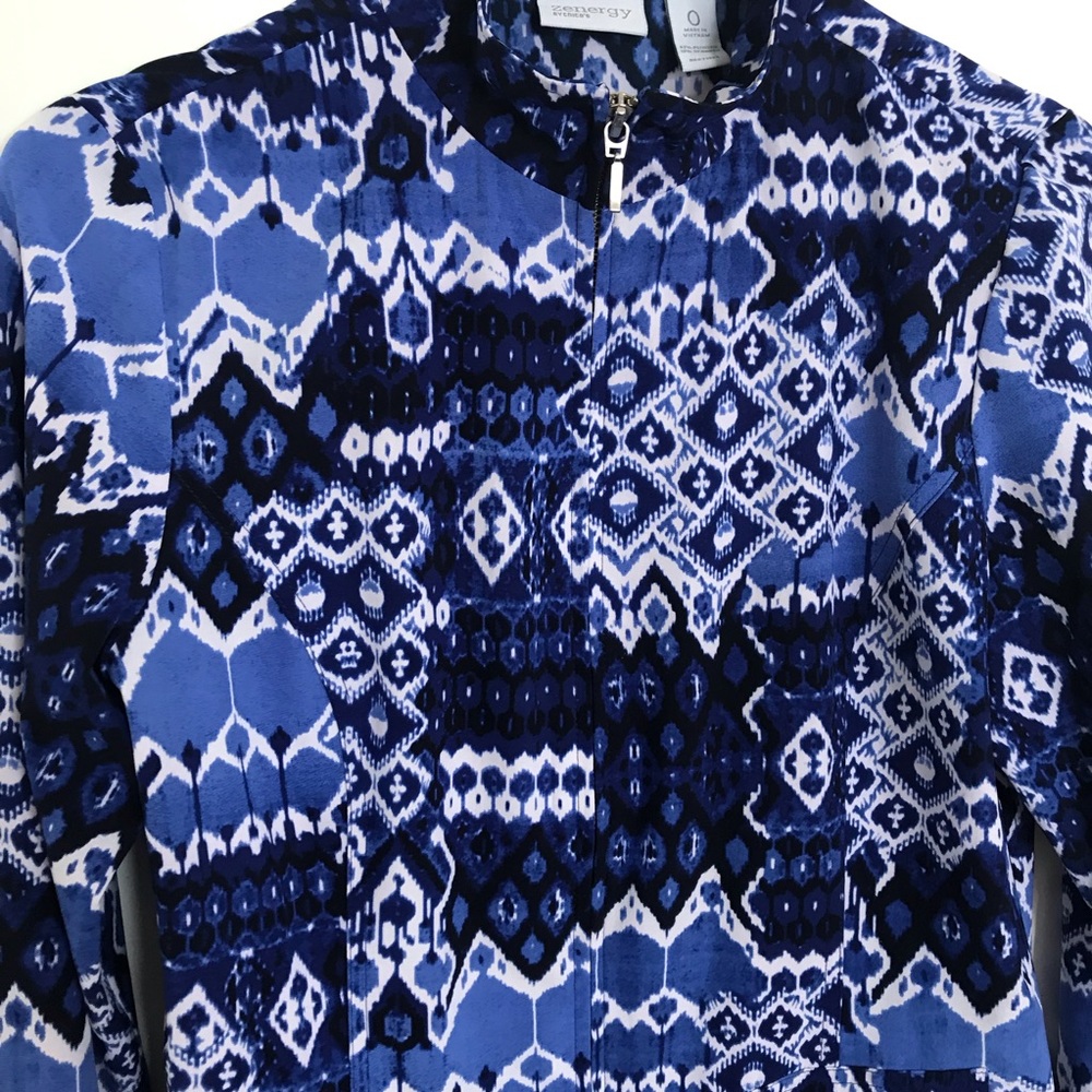CHICOS 0 Zenergy Jacket Blue Gym Track Full Zip Up